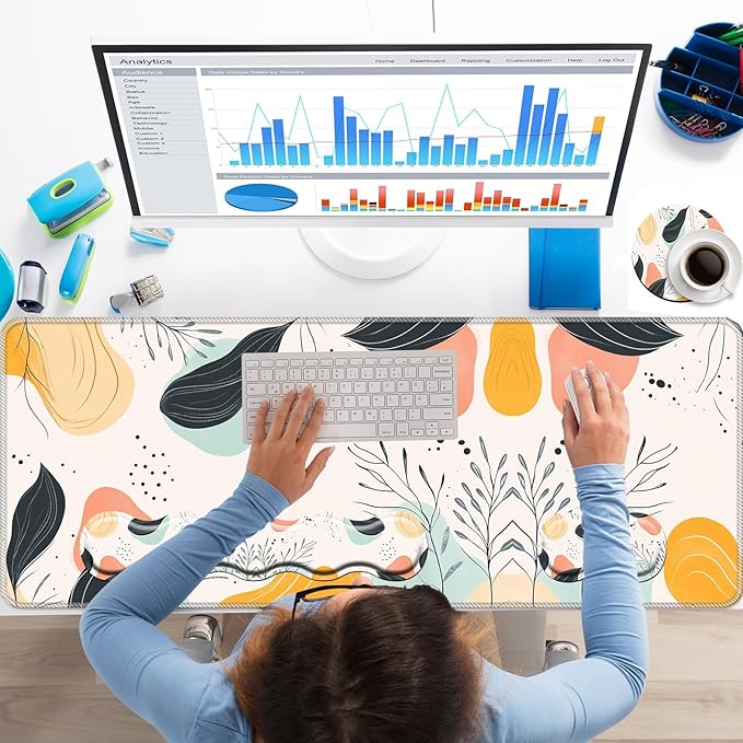 Keyboard Wrist Rest+Mouse Wrist Pad+Desk Pad SetMemory Foam Ergonomic Easy Typing Pain Relief for Computer Laptop Office Home - Abstract Geometric Pattern