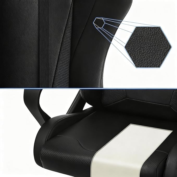 Ergonomic High Back Gaming Chair &amp Office Chair PU Leather &amp Adjustable &amp Easy Assembly &amp BIFMA Certified for Home/Office (Gray) (Black)