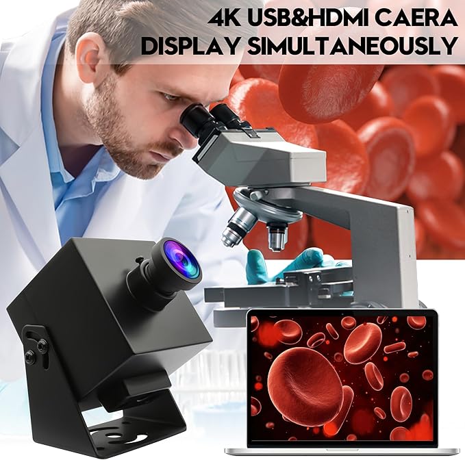 4K HDMI USB Camera Wide Angle Webcam for Computer 4K 30fps PC Camera Mini UVC USB2.0 Lightburn Camera for Laser Engraver 2X Digital Zoom USB Security Camera for Laptop Raspberry Pi Jetson Nano