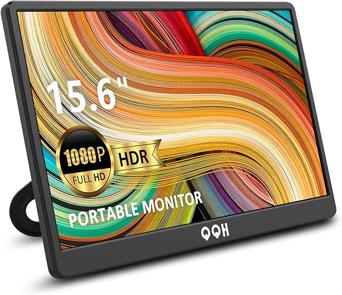 QQH Portable Monitor 15.6 Portable Travel Monitor for Laptop 1080P FHD IPS Second Screen USB C HDMI External Gaming Monitor Display for Computer Phone PC PS4 PS5 Xbox Switch (Z1-9)
