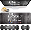 Gaming Mouse Pad Set Large Gaming Mouse Pad+Keyboard Wrist Rest+Mouse Wrist Rest+Coaster Easy Typing Pain Relief 31.5 × 11.8 inch Desk Mat for Home Office Quote Chaos Coordinator