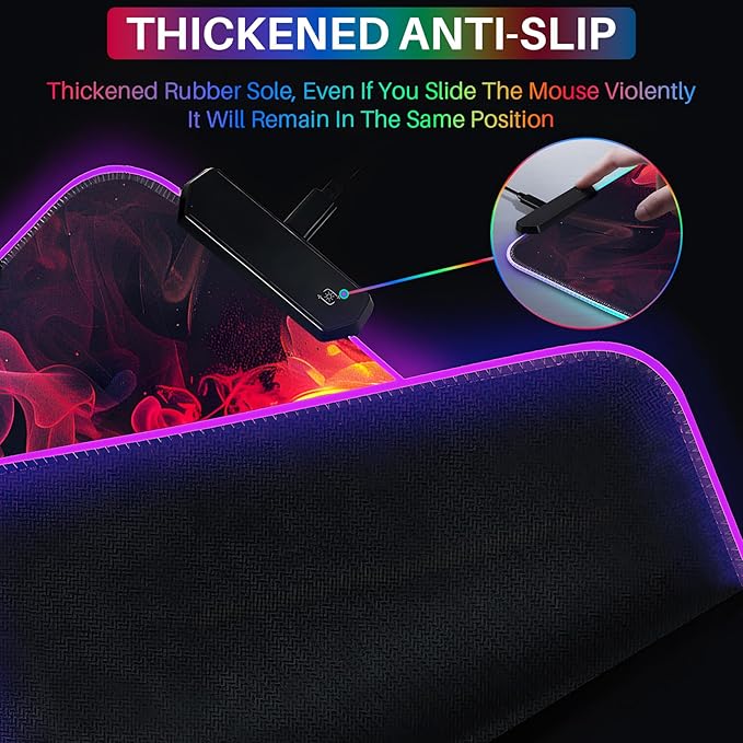XL RGB Gaming Mouse Pad with 14 Light Modes - Light Up Gamer Mouse Pad31.5 x 11.8in Non-Slip Gamepad Style Led Large Gamer MousepadBlack Long Glowing Gaming Accessories for Desk Waterproof