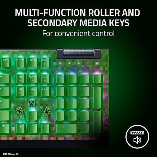 Razer BlackWidow V4 X Mechanical Gaming Keyboard: Green Switches Tactile &amp Clicky - 6 Macro Keys - Chroma RGB - Doubleshot ABS Keycaps - Sound Dampening &amp Stabilizers - Minecraft Edition