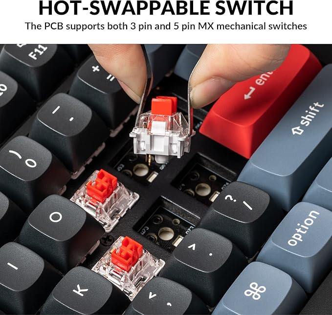 Keychron V6 Wired Custom Mechanical Keyboard Knob Version Full-Size QMK/VIA Programmable Macro with Hot-swappable Keychron K Pro Red Switch Compatible with Mac Windows Linux Black (Non-Transparent)