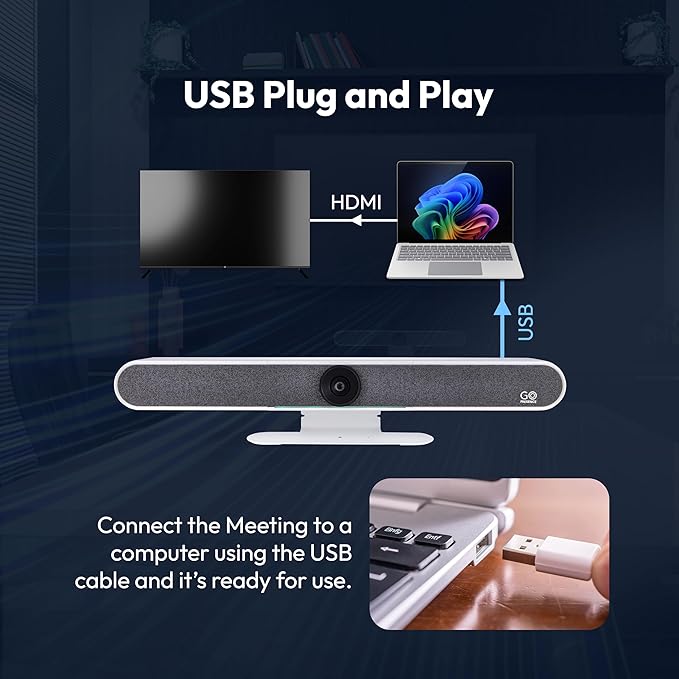 All-in-One 4K Video Conferencing Camera System AI Auto-Tracking 120° Wide-Angle 6 Microphones &amp Dual Speakers Noise Reduction USB Plug &amp Play for Zoom Teams Google Meet PC &amp Laptop