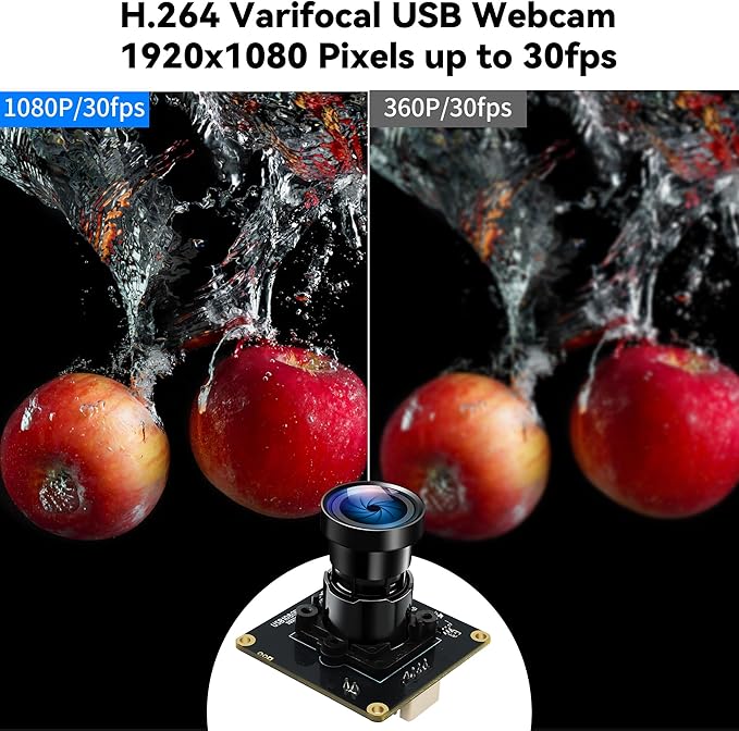 Starvis USB Camera Module 0.0001Lux Ultra Low Light H.264 HDR 1080P Security Webcam Module with 110° Wide Angle Lens Plug and Play for Linux Windows Raspberry Pi
