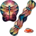 Mouse Wrist Rest and Keyboard Wrist Rest Pad+ Coaster Set Non-Slip Rubber Base Smooth Surface Ergonomic Gaming Mouse Pad for Easy Typing and Pain Relief Mandala Dragonfly