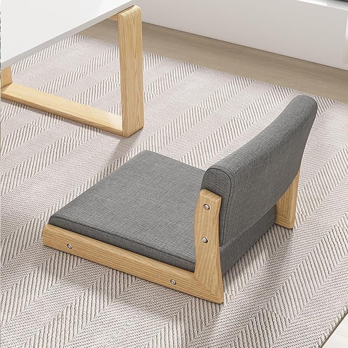 BTZHY Floor Chair Tatami Chair with Backrest Meditation Floor Chair Portable Legless Chair Wood Lazy Sofa Floor Window Balcony Living Room Chair(Orange)