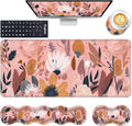 Keyboard Wrist Rest and Mouse Pad with Wrist Support Set Ergonomic CoasterMemory FoamEasy Typing Pain ReliefLarge XL Desk Mat 31.5x 11.8Pink Floral