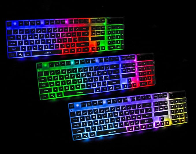 CHONCHOW Gaming Keyboard and Mouse Combo Wired LED RGB Backlit Black Gaming Keyboard and RGB Backlit Mouse Small Light up Keyboard for PC Xbox PS4 (White)
