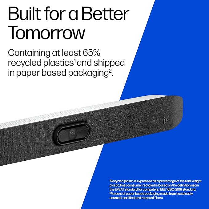 Poly Studio V12 – USB Video Bar for Small Rooms - 4K 20MP Camera AI-Enhanced Audio Noise Cancellation Poly Lens Management - Microsoft Teams Zoom &amp Google Meet Compatible - Thoughtfully Made