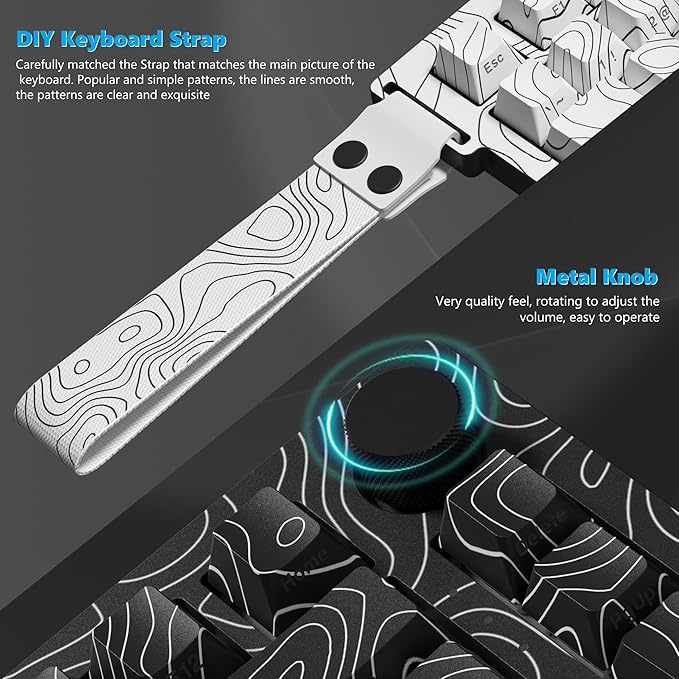 Womier 75% Wireless Mechanical Gaming Keyboard with Topographic StrapQMK/VIA Creamy Keyboard RGB Custom Hot Swappable Key Board PBT Keycaps for Windows &amp Mac - POM Linear Switch(Q75)