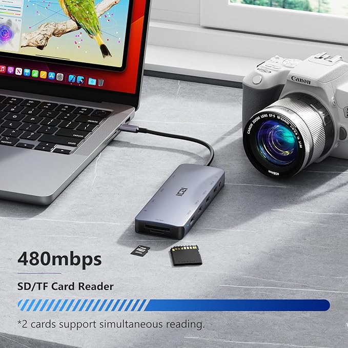 ICZI USB C Hub 11 in 1 Docking Station Multiport Adapter with 1*HDMI/VGA/Ethernet SD/TF Card Reader 4*USB Port 100W PD and 3.5mm Audio Jack Compatible with MacBook Dell/HP/Lenovo Laptop Surface