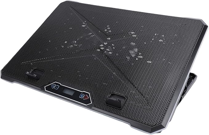 Laptop Cooling Pad RGB 10 Lighting Modes Ergonomic Design 8-Level Height Dual USB Ports for 12-19 Inch Laptops Supports Phone Stand Built from ABS and Aluminum (14 Fans)