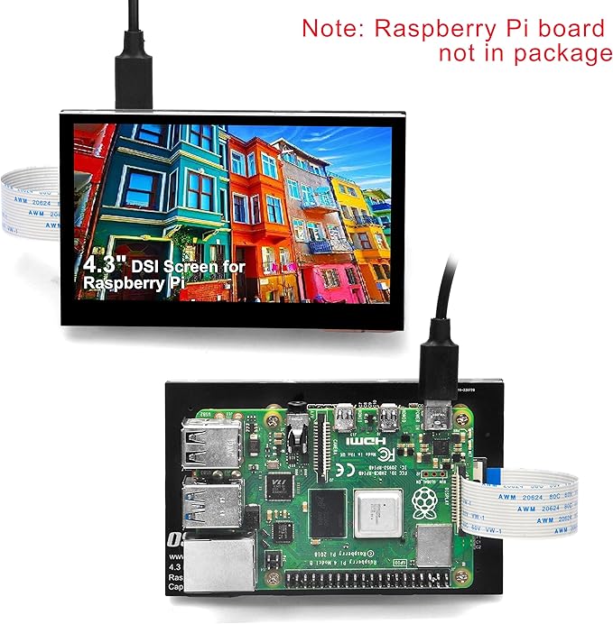 OSOYOO 4.3 inch IPS LCD Capacitive Touc Screen Display 800×480 DSI Interface for Raspberry Pi 4 3 2 Model B B+ A+