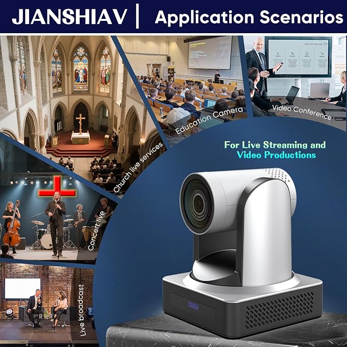 4K 60FPS NDI|HX3 PTZ Camera 12X/20X/30x Optical ZoomAI Auto-TrackingHDMI/USB3.0/SDI/IP Camera PTZ for Church Worship Education Events (JS730USH4K NDI)