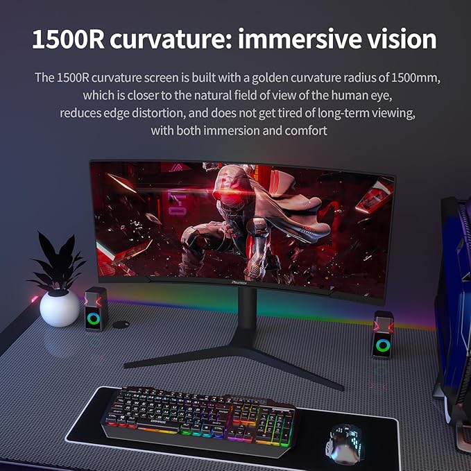 34inch Curved Monitor WQHD (3440x1440) 180Hz Ultrawide Gaming Monitor FreeSync/G-Sync Compatible1ms1500R Support 2 HDMI &amp 2 DP Equipped with LED Backlight VESA Mount(R34V Horizon)