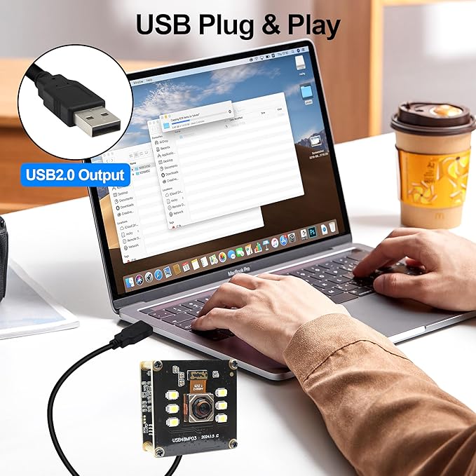 MMlove 48MP USB Camera Module 4K 30FPS Color Night Vision High Speed Autofocus Webcam Lightburn Camera 70° Viewing Angle Industrial Security Webcam for Face Recognition StreamingPC/Laptop