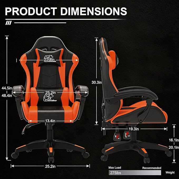 Video Game Chairs Ergonomic Gaming Chair Computer Gaming Chairs Leather Home Office Desk Chair sillas para escritorioBack Recliner Height Adjustable (Red+Black)