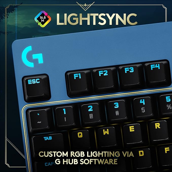 Logitech G PRO Mechanical Gaming Keyboard - Ultra-Portable Tenkeyless Design Detachable USB Cable LIGHTSYNC RGB Backlit Keys Official League of Legends Edition