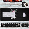 Keyboard Wrist Rest+Mouse Wrist Pad+Desk Pad SetMemory Foam Ergonomic Easy Typing Pain Relief for Computer Laptop Office Home - Cat Mom Floral