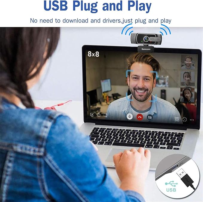 Webcam with Microphone for Desktop1080P HD USB Webcam Live Streaming Laptop PC Computer Web Camera for Video Calling Conferencing Recording Gaming AutoFocus 3D Noise Reduction