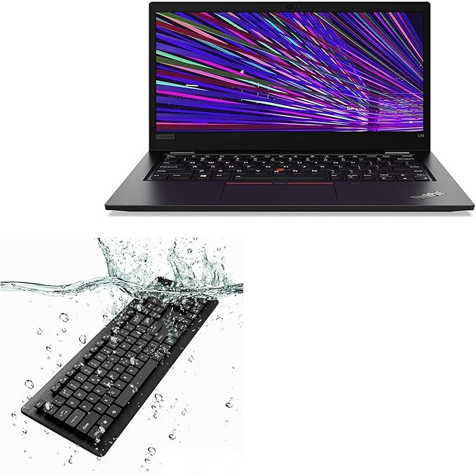 BoxWave Keyboard Compatible with Lenovo ThinkPad L13 Yoga 2-in-1 Gen 2 (13.3 in) - AquaProof USB Keyboard Washable Waterproof Water Resistant - Jet Black
