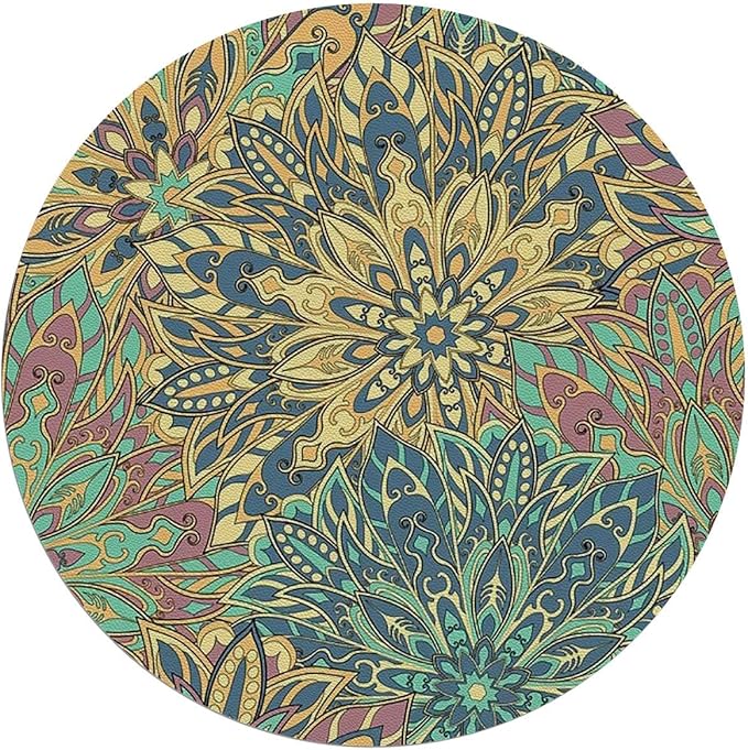 Blue Pale Coffee Gaming Chair Mat Office Chair Mat Nature Floral Branches Pattern Flowers Hardwood Floor Floor Mats Office Chair Desk Chair Anti Slip Floor Protector Paisley Diameter 39.4 in