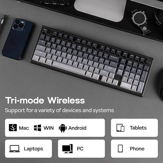 EPOMAKER Galaxy100 Lite QMK/VIA Gaming Keyboard with 8000mAh Battery and Numpad 1800 Aluminum Mechanical Keyboard USB-C/BT/2.4Ghz Hot-Swap Creamy Sound (Black Marble White Switch)