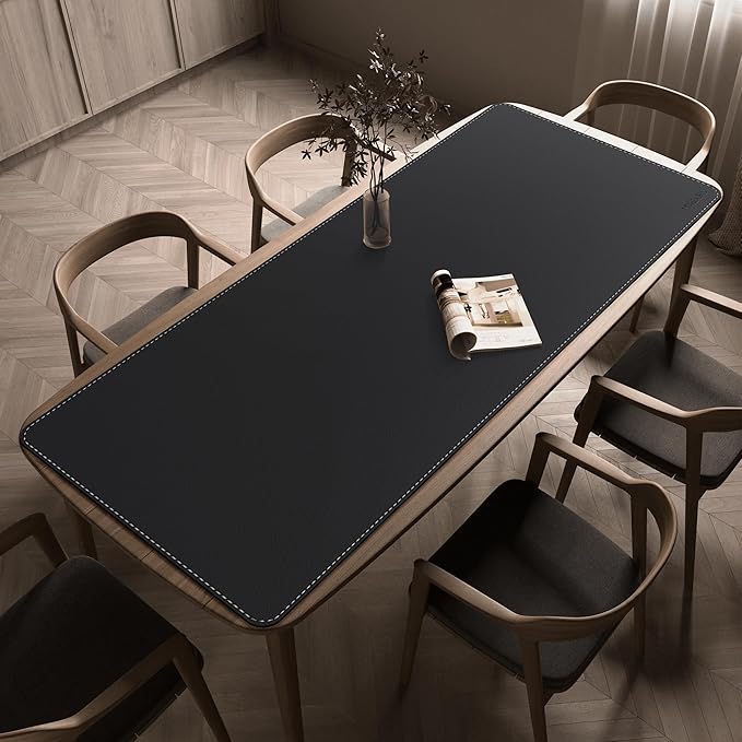 Mydours Super Size 71 x 28 Desk Mat PU Leather Heavy-Duty Office Blotter for Laptop Keyboard Gaming-Ready Extended Mouse Pad with Scratchproof &amp Spill-Resistant Features (Black)