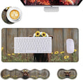 Mouse PadLarge Desk Mat Set 4in1 XL Mousepad + Keyboard Wrist Rest+Mouse Wrist Rest+Coaster with Ergonomic Desk Pad for Home Office Table Computer Cover -Calf with Sunflower Crown