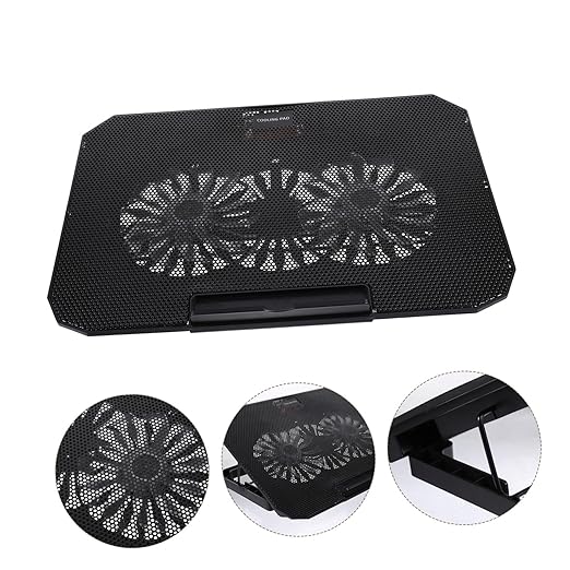 1Pc Cooler Stand Durable Cooling Pad with USB Power for Improved Heat Dissipation Compatible with Notebook Black