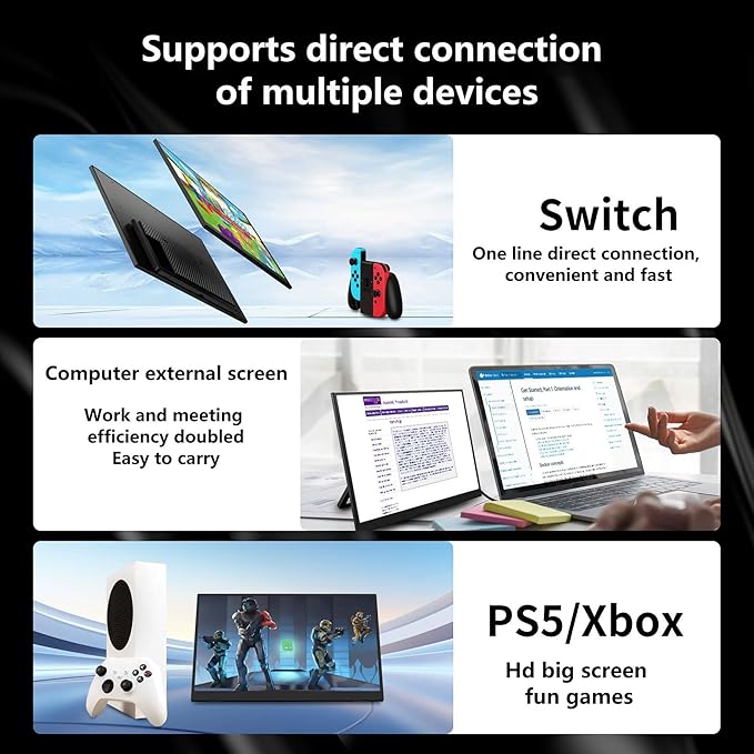 cjc 18.5 FHD Portable Touch Screen Monitor with Kickstand - USB C HDMI External Travel Display for Laptop Phone Gaming Console Second Screen (18.5” 120Hz)