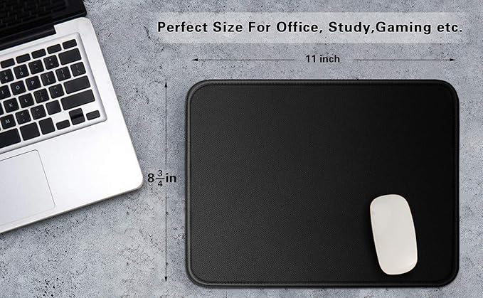 Black Mouse Pad for Desk Basic Mouse Pads Bundle for Compuer and Laptop Big Mouse Mat with Non-Slip Rubber Base &amp Stitched Edges Premium-Textured &amp Waterproof Computer Mousepad (8PC Size L
