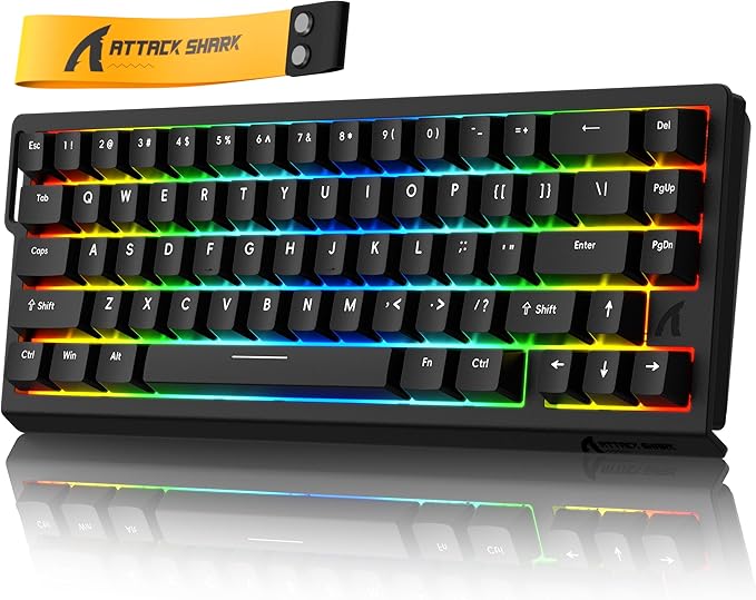 ATTACK SHARK X68 HE 8000Hz Rapid Trigger Keyboard 0.01mm RT Accuracy Wired Gaming Keyboard with Magnetic Switch Adjustable Actuation Rapid Trigger Snap Tap RGB Lighting for PC/Mac Black