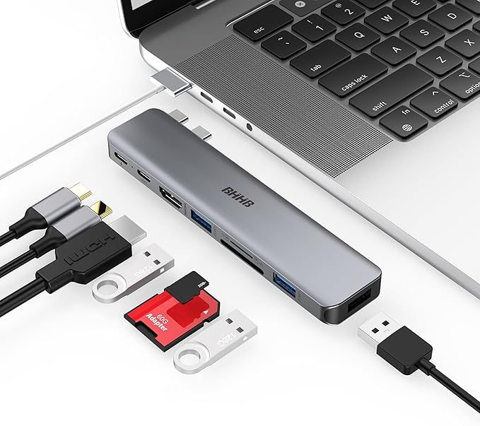 M81 USB C Hub Adapter for MacBook Pro Air Docking Station 8-in-2 for Mac Book Accessories Dongle 4K@30Hz HDMI Thunderbolt 4/3 USB 3.0 SD/TF USBC Dock Multiport Adapter for Mac M5 M4 M3 M2 M1