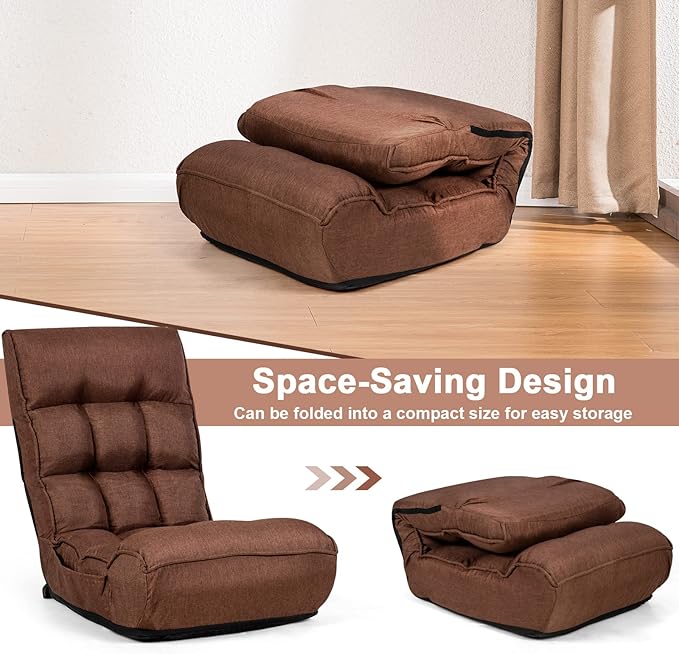 S AFSTAR Folding Floor Chair Floor Gaming Chair with 5-Position Adjustable Headrest &amp 4-Position Backrest Side Pocket &amp Thicken Cushion Padded Floor Seat Lazy Chair for Living Room Bedroom