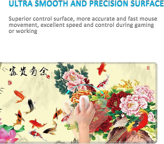 LL-COEUR XXL Landscape Gaming Mouse Pad Computer Keyboard Mat Office Desk Pad (Fish 35.4 x 15.7 x 0.12)