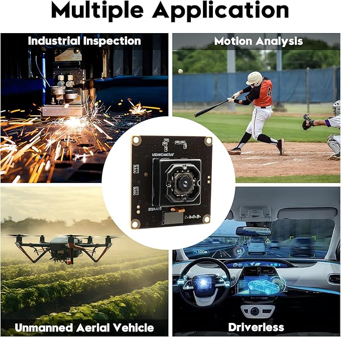 Anti Shake USB Camera Module 4K Vehicles IBIS Stabilization 11MP USB Webcam Autofocus 90 Degree No Distortion Lens Plug and Play for Machine Vision Industrial Robot Vision