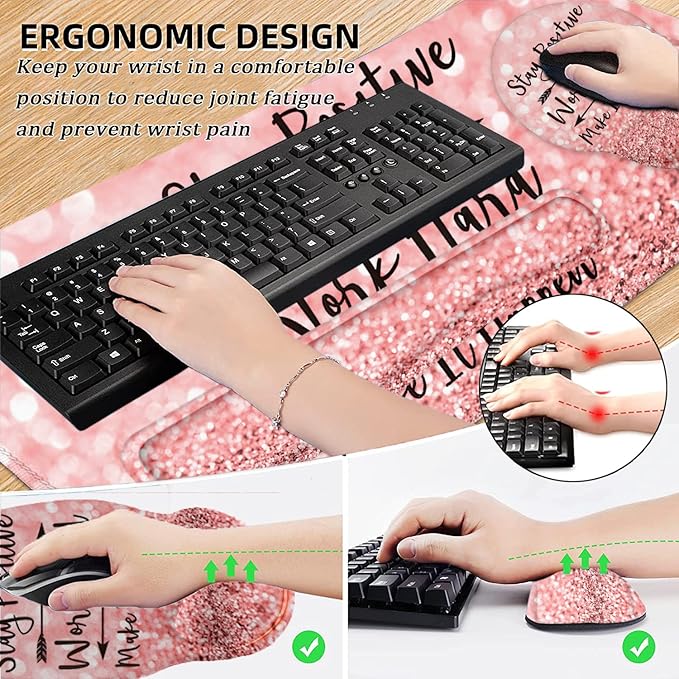 LATEEFAH Mouse Pad with Wrist Rest Large Mouse Pad Ergonomic Gaming Desk Pad Keyboard Wrist Rest Set 4-in-1 Desk Mat Keyboard Mat for Home Office