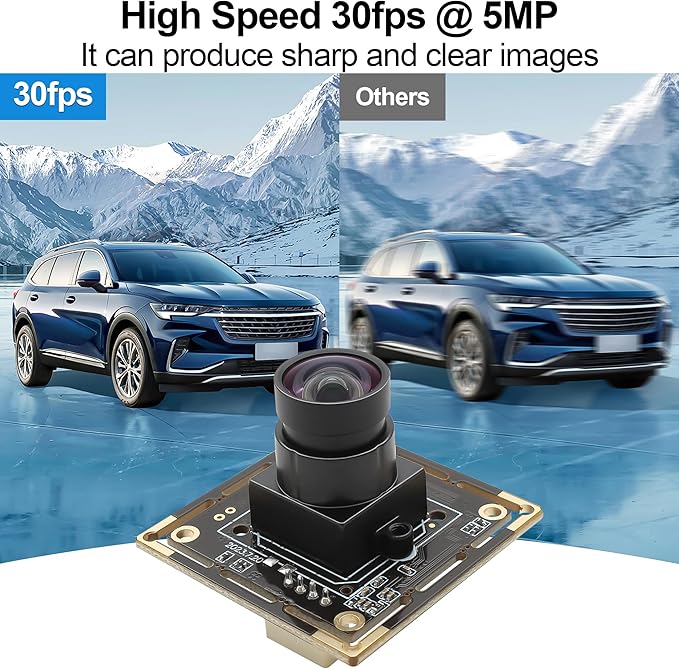MMlove 5MP USB Camera Module 30FPS Webcam 80° Viewing Angle No Distortion Lens Lightburn Camera 1944P Industrial Security Camera USB2.0 for VR Face Recognition StreamingPC/Laptop/Raspberry Pi