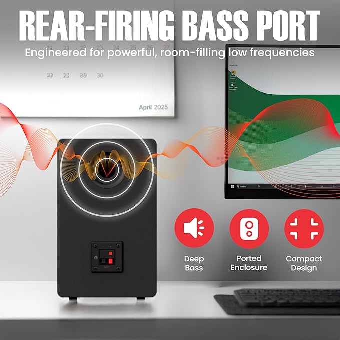 Audiosource Bluetooth 2-Way Bookshelf Speakers 30W RMS Powered Desktop Speakers/Woofer Rear Bass Port AUX &amp USB MP3 Playback Multipoint Pairing Wood Cabinet – Hi-Fi PC Gaming &amp Music Syst