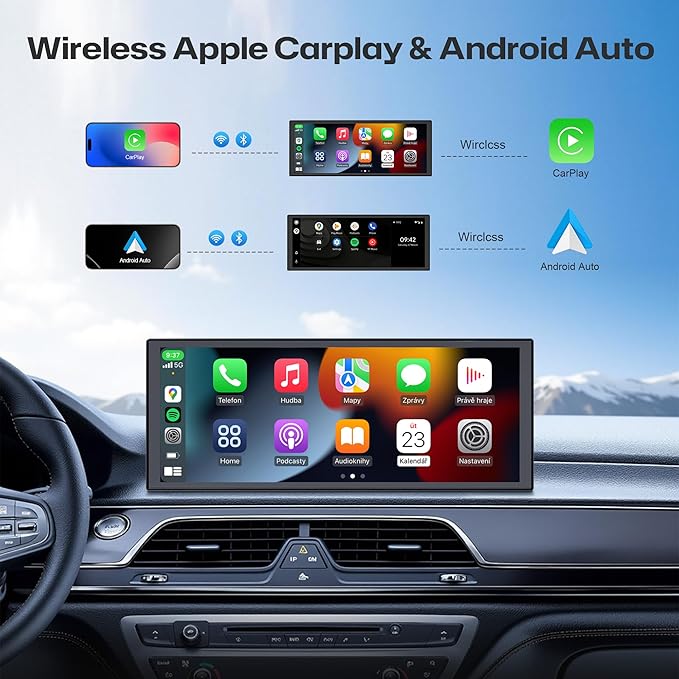 INNOVV V2 10.3Inch Wireless Carplay &amp Android 1920 * 720 IPS Touch Screen for Car Mirror Link Loop Recording GPS Siri with Adjustable Magic Stand