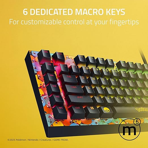 Razer BlackWidow V4 X Mechanical Gaming Keyboard: Green Switches Tactile &amp Clicky - 6 Macro Keys - Chroma RGB - Doubleshot ABS Keycaps - Sound Dampening &amp Stabilizers - Pokémon Edition