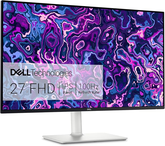 Dell S27 inch Monitor LED FHD - 100Hz Refresh Rate 15001 Contrast Ratio AMD FreeSync - VESA Integrated 2x5W Speaker HeightTiltSwivelPivot 2 x HDMI White