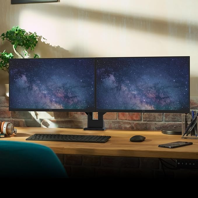 Pixio Two PXC279WAVE 27 inch 300Hz Refresh Rate FHD 1080p Resolution 1650R Curve Fast VA Panel 1ms GTG Response Time HDR Curved Gaming Monitor and PS1D Wave Black Dual Monitor Arm