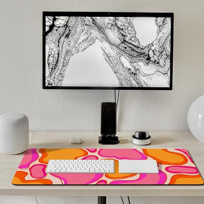 Abstract Mouse Pad Large Desk Mat Extended Keyboard Mouse Pad with Non-Slip Base and Stitched Edge Mouse Mat Desk Pad 36x16 Mouse Pads for Desk Home Office Gaming