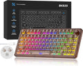 Transparent Mechanical Keyboard 80-Key RGB Backlit Wireless Gaming Keyboards Hot Swap Customizable Clear Acrylic Design Quiet Linear Switches 3 Modes BT5.0/2.4G/USB-C 4000mAh Battery (Brown)