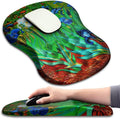 Hokafenle Ergonomic Mouse Pad Wrist Support with Massage Design Wrist Rest Pain Relief Mousepad with Memory Foam&ampNon-Slip PU Base Mouse Pads for Wireless Mouse &amp Desk(12x8 inchVangogh Iris