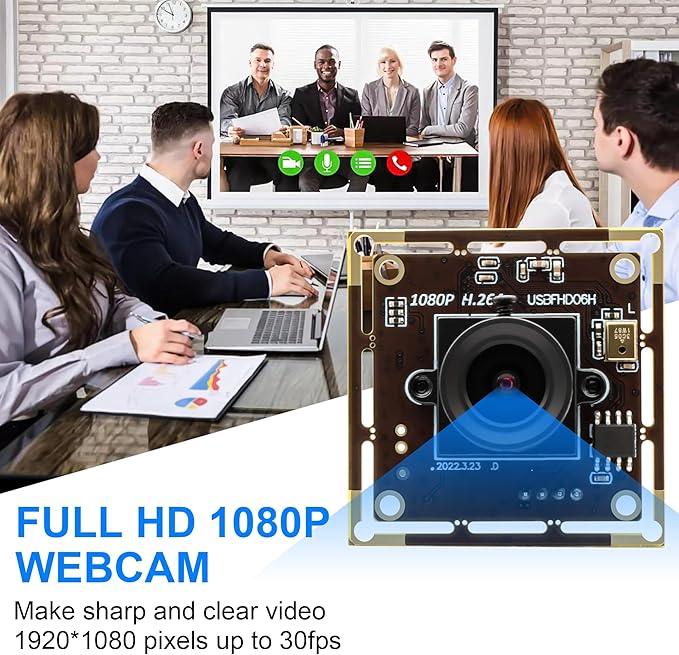 1080P USB Camera Module for Raspberry Pi 2MP 30FPS CMOS IMX323 Low Light Webcam with 3.6mm Lens Industrial Lightburn Camera Board for Windows Linux Mac OS